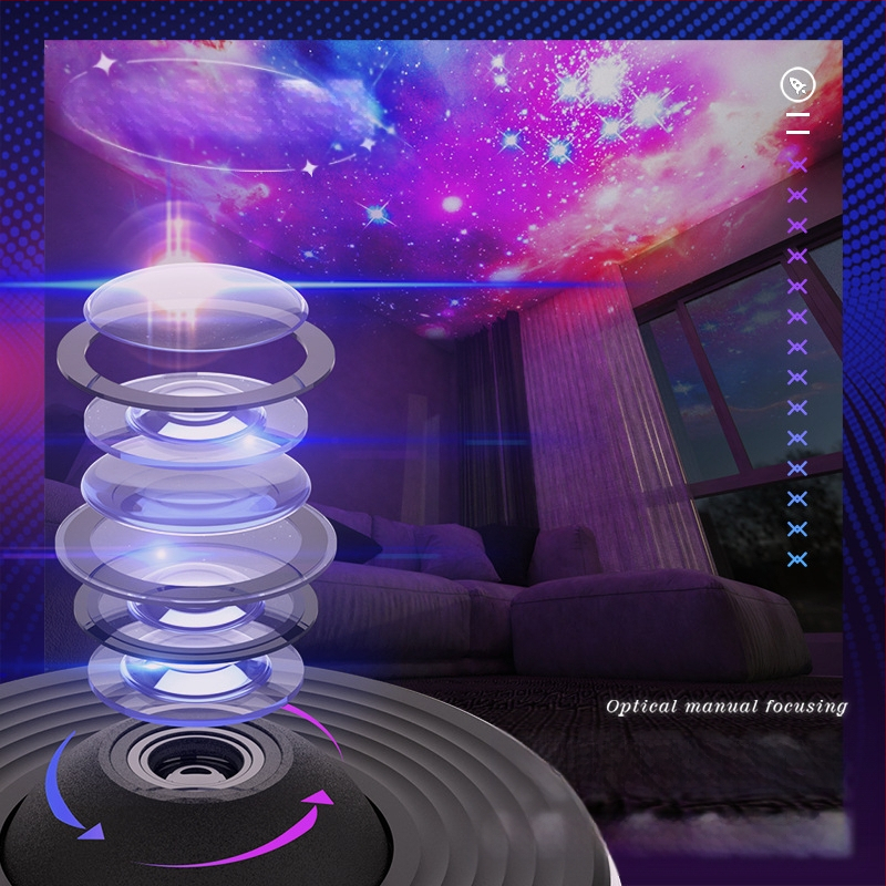 Galaktika teravustamise projektsioonilamp pakub 13 komplekti kõrglahutusega filmi magamistoa projektsioonilampe, mis kingituseks on atmosfääri tähistaevas.