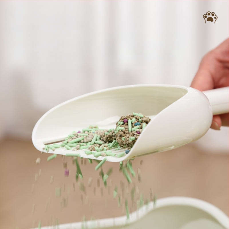 Lopată pentru așternut pentru pisici, montată pe perete, cu două culori, cu specificații duble, design două în unu, montat pe perete, pentru o depozitare mai convenabilă și un design de dezodorizare mai eficient.