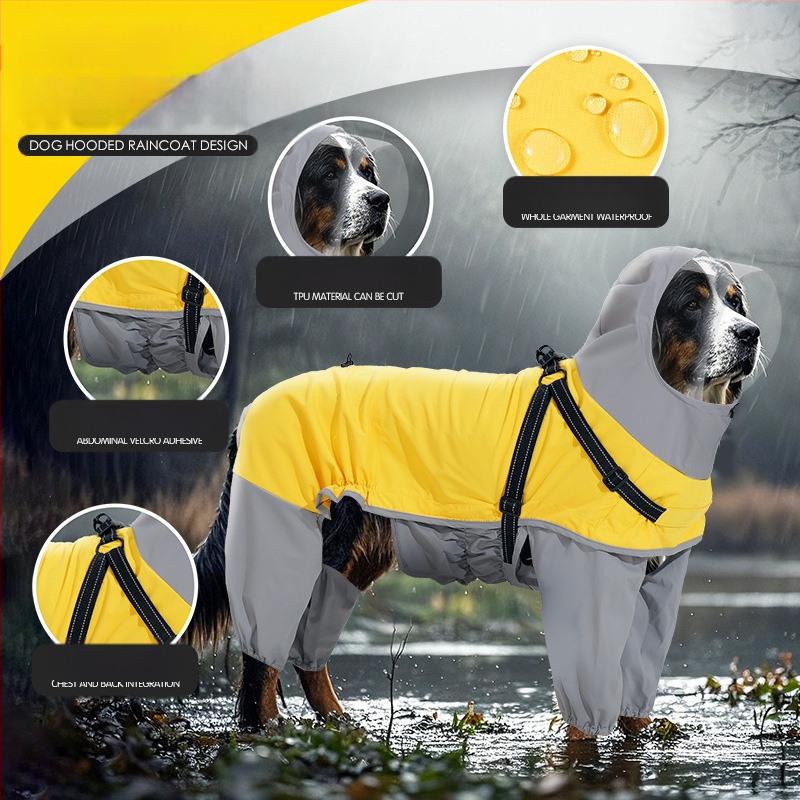 A kígyó éve Új kutya esőkabát Határokon átnyúló kisállat-termékek Közepes és nagy kutyáknak Négylábú, tapadó esőkabát átlátszó maszkkal