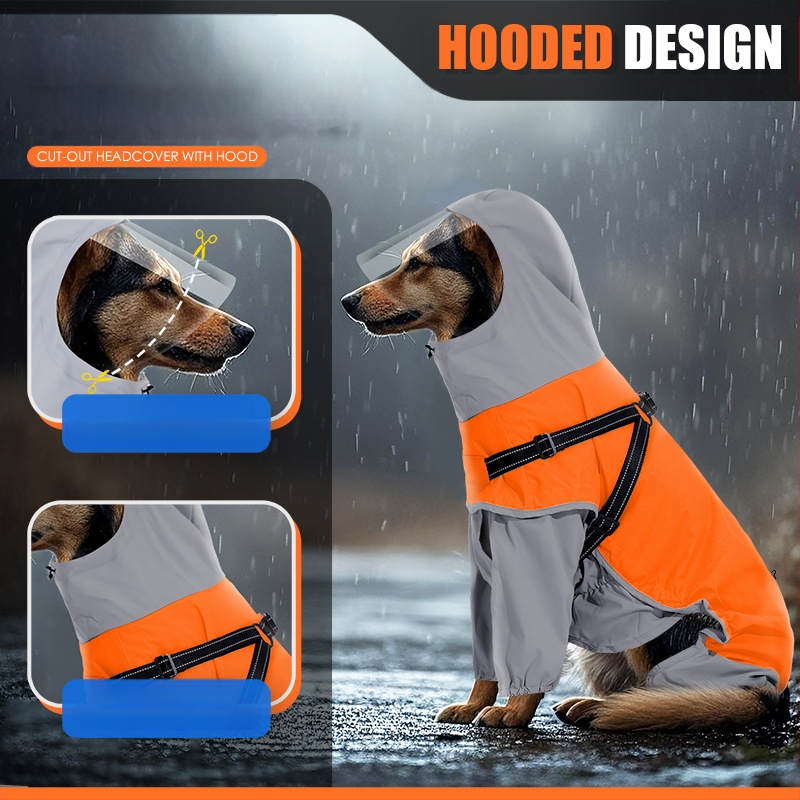 A kígyó éve Új kutya esőkabát Határokon átnyúló kisállat-termékek Közepes és nagy kutyáknak Négylábú, tapadó esőkabát átlátszó maszkkal