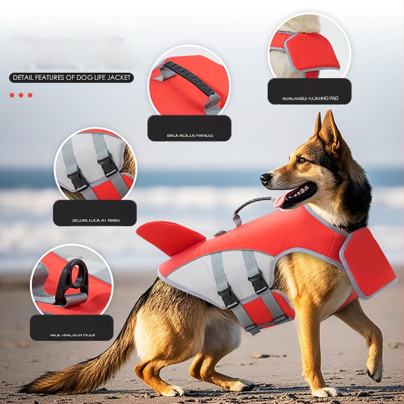 Kisállat mentőmellények 2025 Határokon átnyúló új kutya fürdőruha fulladásgátló vízálló közepes és nagy kutyáknak való úszóruházat