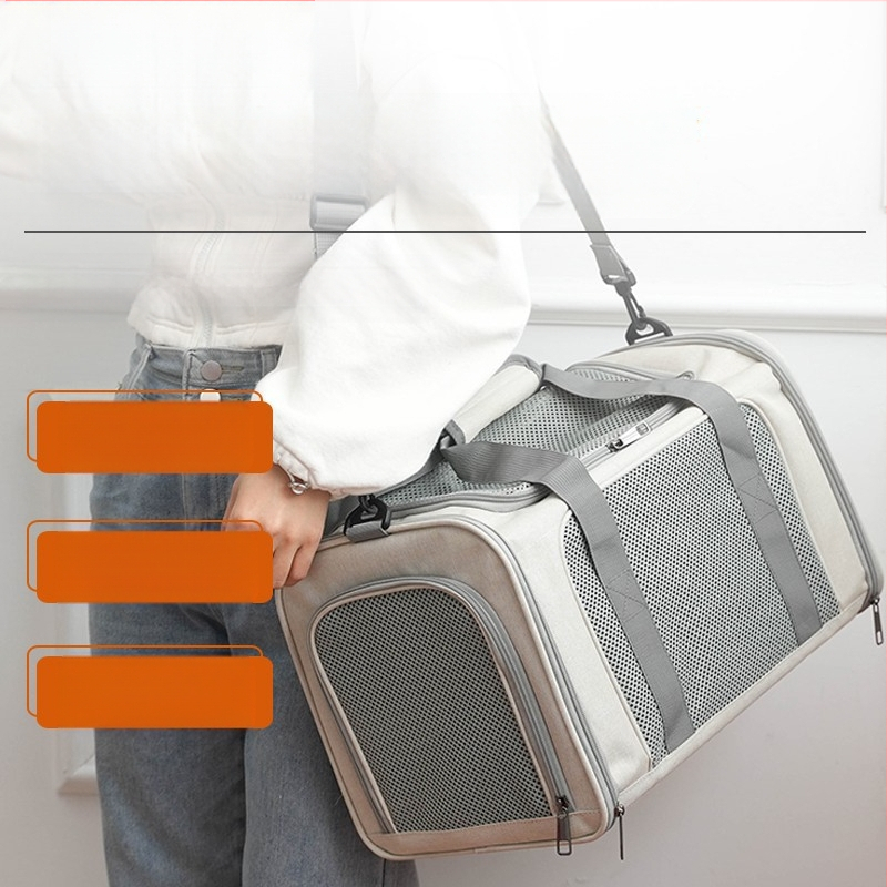Macskatáska Kimenő hordozható nagy kapacitású lélegző macskaketrec autóba macskaketrec kutyatáska hordozható keresztpántos összecsukható kisállattáska