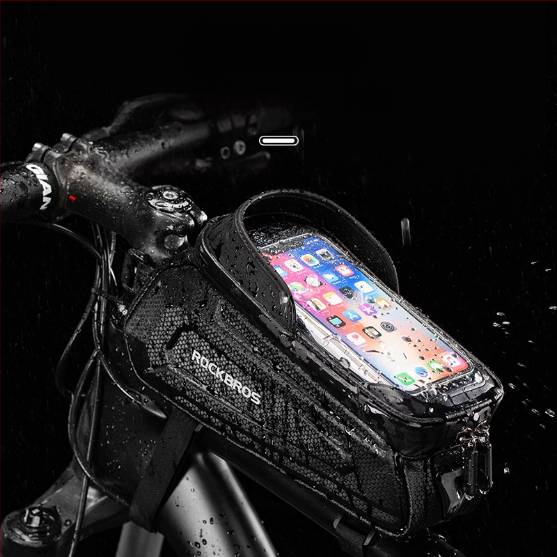 Rock Brothers keményhéjú kerékpártáska, első váztáska, felső csővel ellátott első táska, mobiltelefontáska, hegyi kerékpár, országúti kerékpár kiegészítők