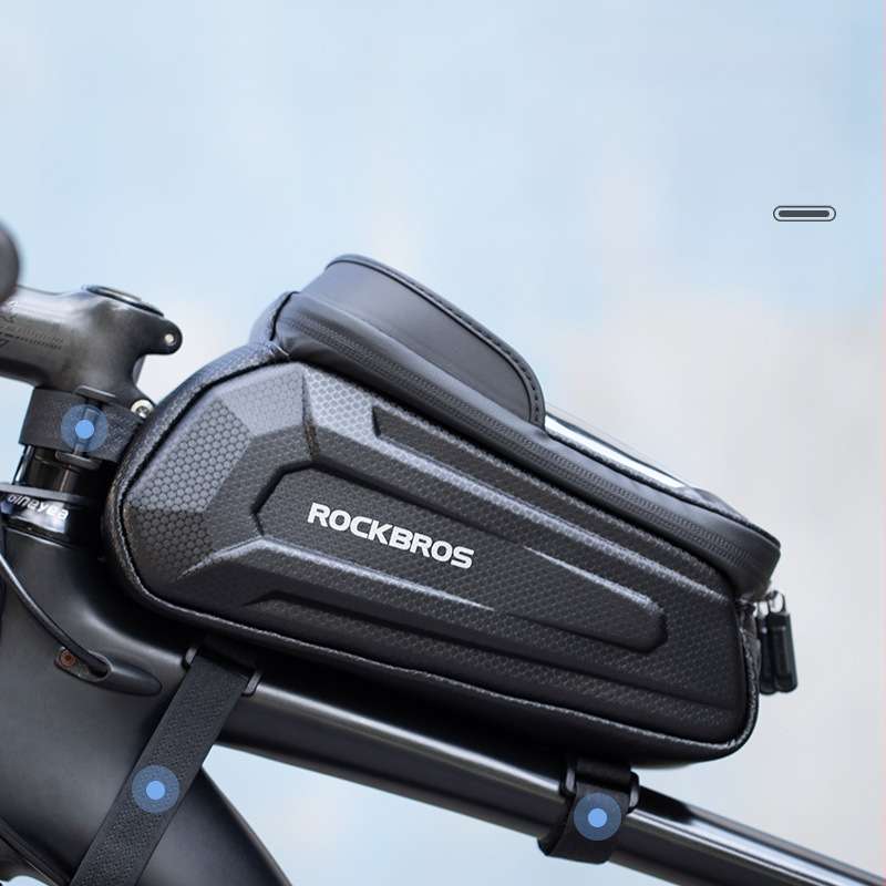 Rock Brothers keményhéjú kerékpártáska, első váztáska, felső csővel ellátott első táska, mobiltelefontáska, hegyi kerékpár, országúti kerékpár kiegészítők