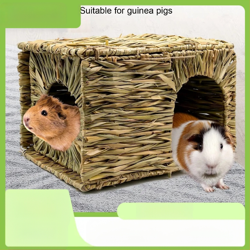 „Temu Hot“ sulankstomas šiaudinis triušio namelis lengvai laikomam žiurkėno narveliui, natūralūs vandens augalai, rankomis austas vandens augalų lizdas