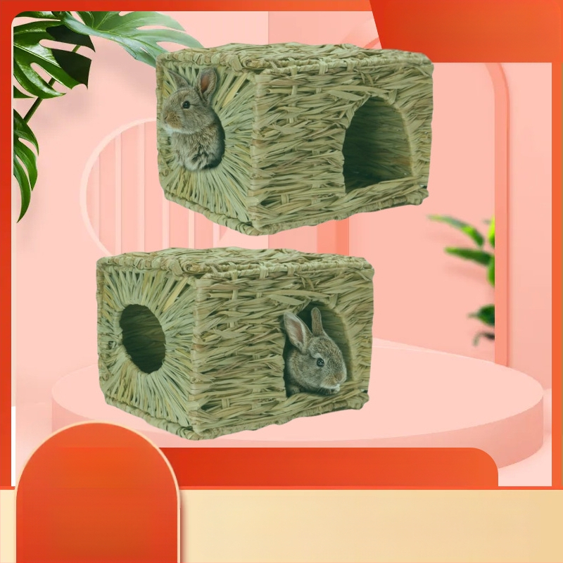 „Temu Hot“ sulankstomas šiaudinis triušio namelis lengvai laikomam žiurkėno narveliui, natūralūs vandens augalai, rankomis austas vandens augalų lizdas