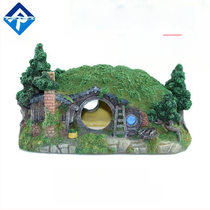 Ruiqi akvārija ainavu pils dekorēšanas rotājumi maza hobita mājas zivju tvertne koka mājas mājas pārrobežu piegāde