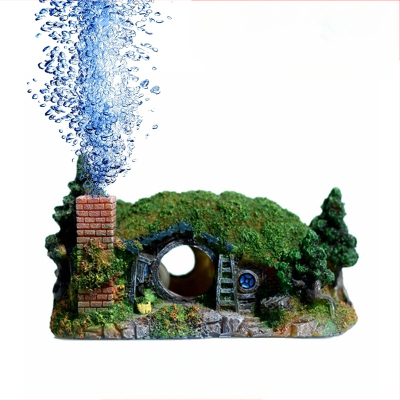 Ruiqi akvārija ainavu pils dekorēšanas rotājumi maza hobita mājas zivju tvertne koka mājas mājas pārrobežu piegāde