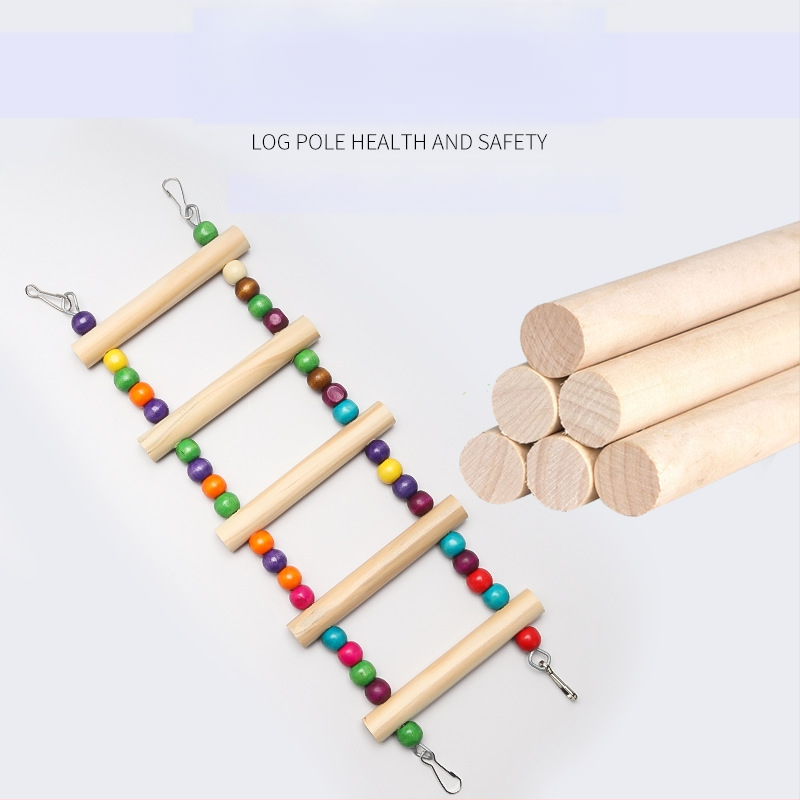 Puidust helmestega ronimisredel, suurte ja keskmise suurusega papagoide tarvikud, ronimisredel, redelkiik, hammustada mänguasi, linnupuuri aluslatt, hulgimüük