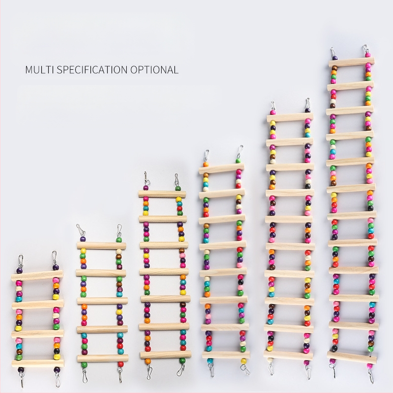 Puidust helmestega ronimisredel, suurte ja keskmise suurusega papagoide tarvikud, ronimisredel, redelkiik, hammustada mänguasi, linnupuuri aluslatt, hulgimüük