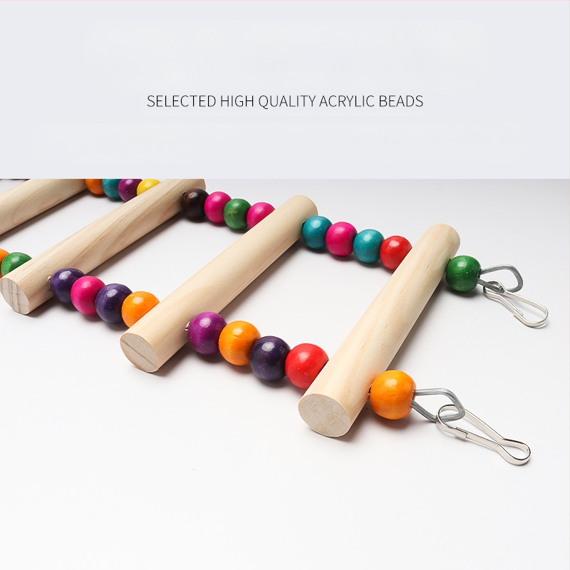 Puidust helmestega ronimisredel, suurte ja keskmise suurusega papagoide tarvikud, ronimisredel, redelkiik, hammustada mänguasi, linnupuuri aluslatt, hulgimüük