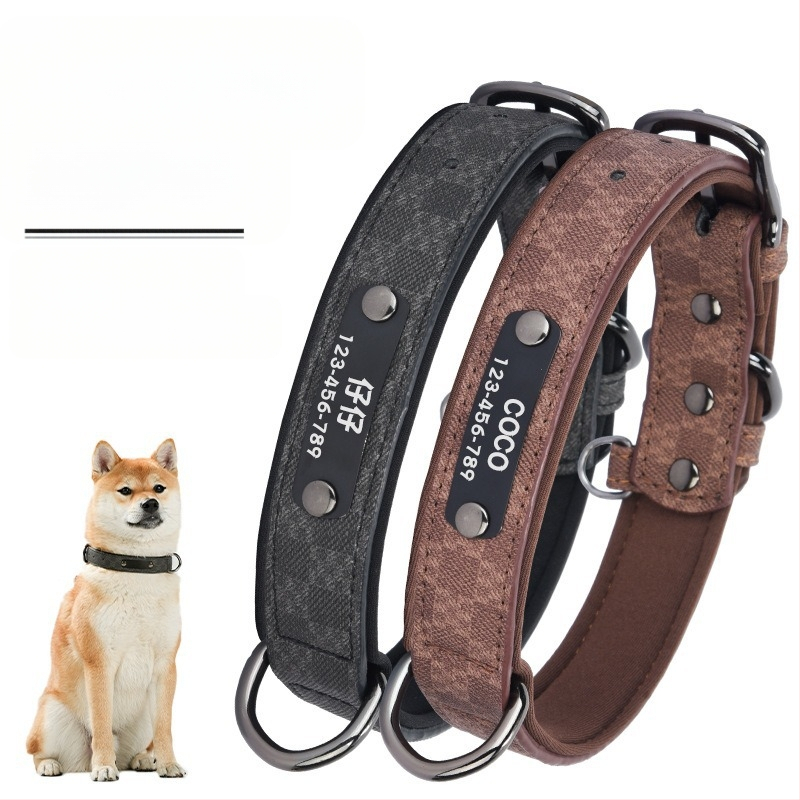 Határokon átnyúló kutyanyakörv, pamut, gravírozható, retró, elveszettnek ellenálló, nagy, közepes és kis méretű kutyanyakörv