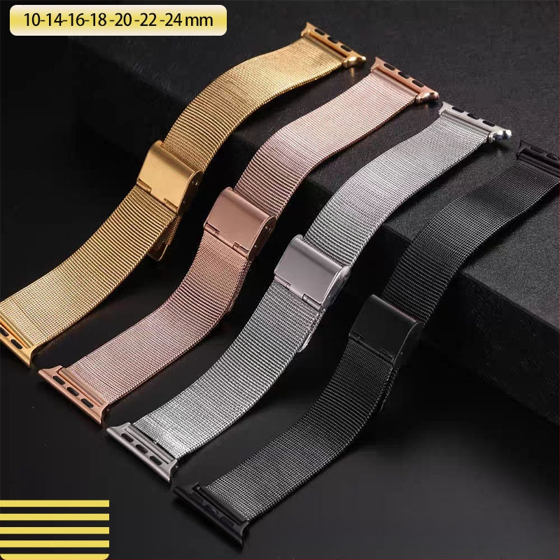 Alkalmas Dw rozsdamentes acél Huawei Gt 5m Lan尼斯 hálós szíj Apple iWatch egy-/dupla csattal 04 vonalas óraszíjhoz