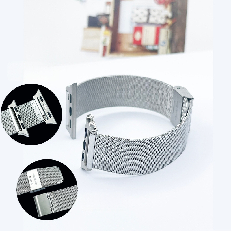 Alkalmas Dw rozsdamentes acél Huawei Gt 5m Lan尼斯 hálós szíj Apple iWatch egy-/dupla csattal 04 vonalas óraszíjhoz