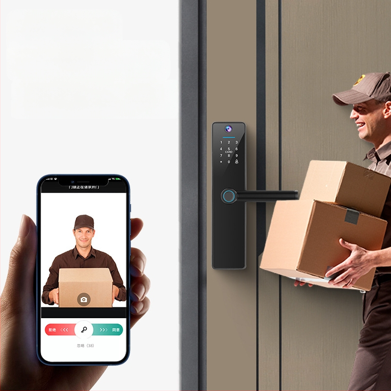 Grafiti kaķa acs pirkstu nospiedumu slēdzene attālinātai istabai koka durvju swipe karte viedā slēdzene biroja guļamistaba pārrobežu jauna modeļa īres māja