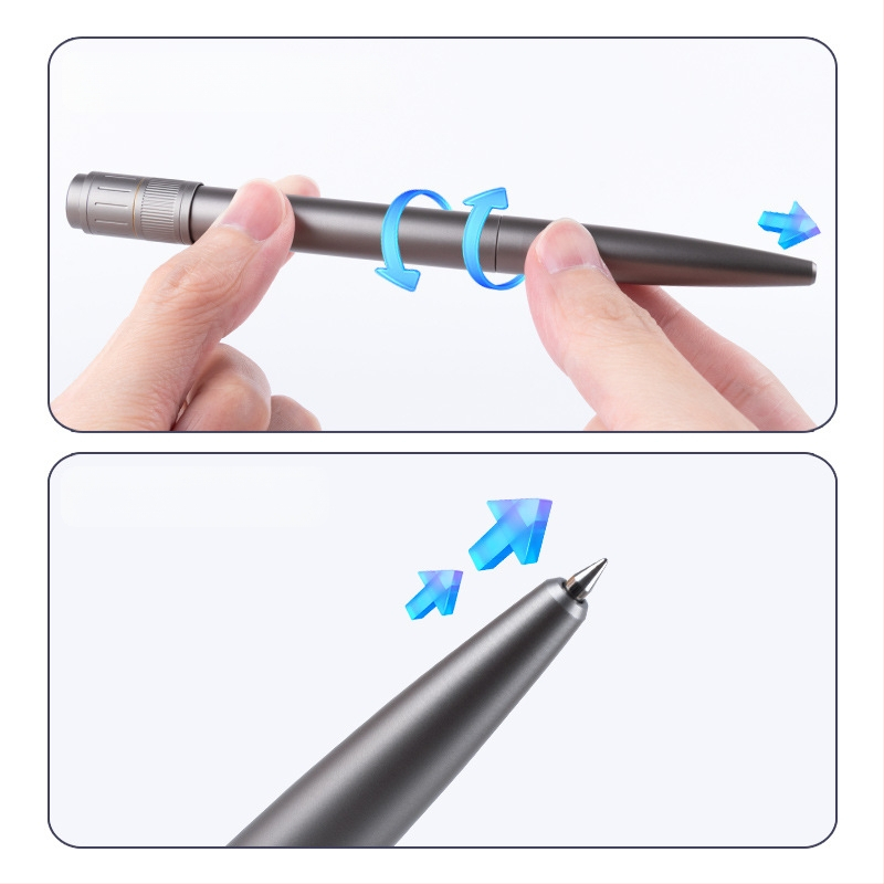 HPO rotējošas vārpstas pildspalva ar alumīnija sakausējumu, dekompresijas rotējoša gēla pildspalva, metāla, augstas klases rotējoša pildspalva, izturīga, rokas sajūtas dekompresijas paraksta pildspalva