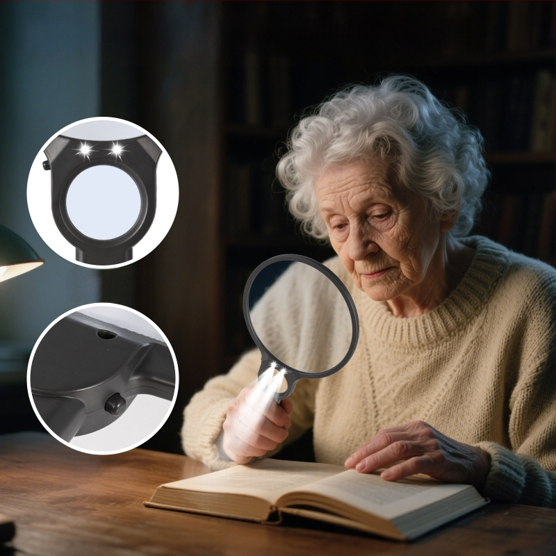 Rankinis didinamasis stiklas 5X 10X didinamasis stiklas, didelės raiškos, skirtas senyvo amžiaus žmonėms, su šviesos diodais skaitymui skirtu didinamuoju stiklu, naujas „Amazon“ modelis