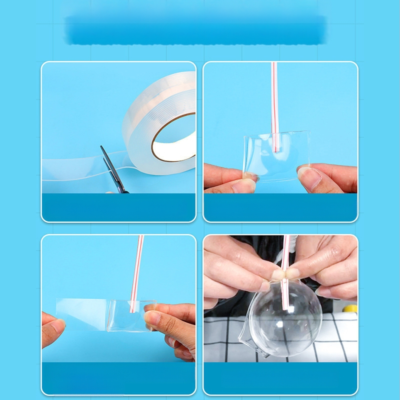 Magas hőmérsékletnek ellenálló kétoldalas ragasztószalag, erős tapadás, mosható, gyúrható varázsragasztó, konyhai penészálló, nyommentes nano ragasztó
