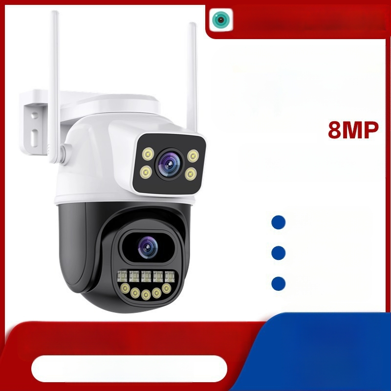 ICSEE kahe ekraaniga 8MP 9 miljoni piksliga 5x suumiga HD WIFI binokulaarne traadita koduvalvekaamera