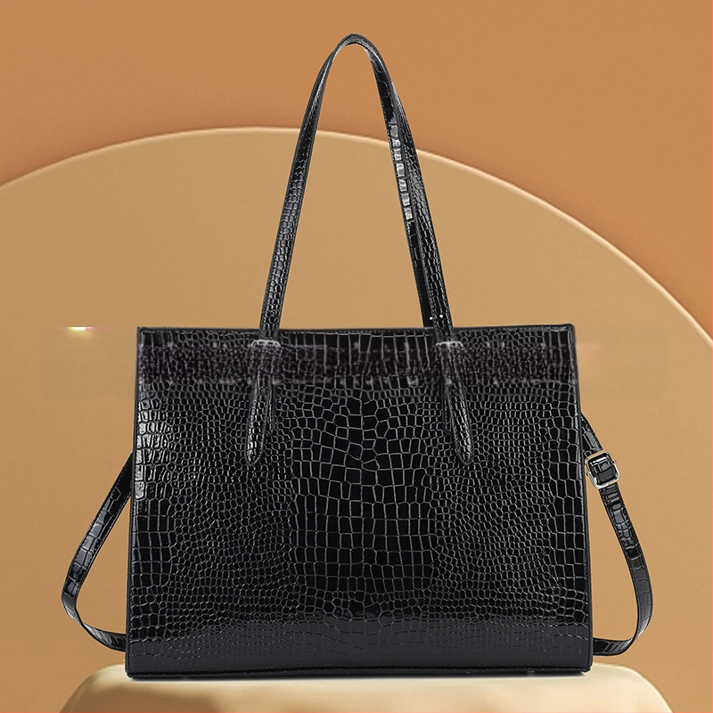 Laos 2023. aastal uus suure mahutavusega moodne kaasaskantav õlakott krokodillimustriga naistele, 15,6-tolline sülearvutikott