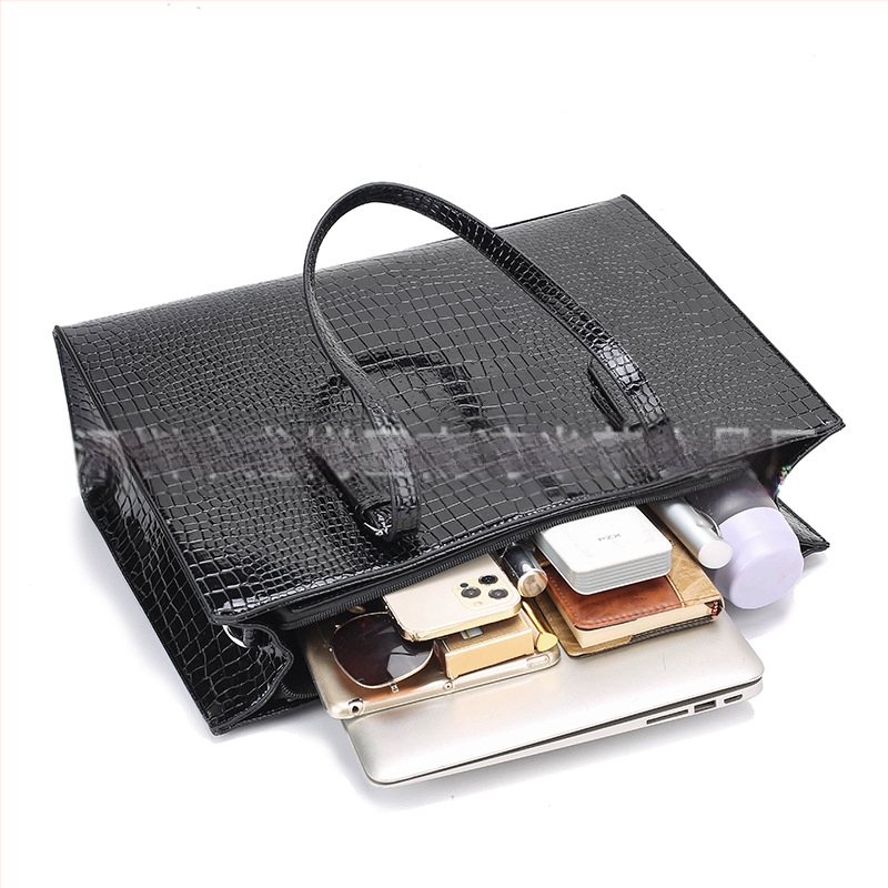 Laos 2023. aastal uus suure mahutavusega moodne kaasaskantav õlakott krokodillimustriga naistele, 15,6-tolline sülearvutikott