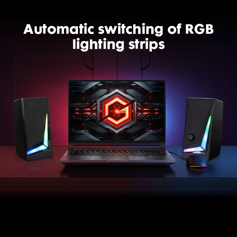 2.0-kanaliline RGB multimeediakõlar lauaarvuti juhtmega kõlar e-spordi subwoofer sülearvuti USB arvuti heli