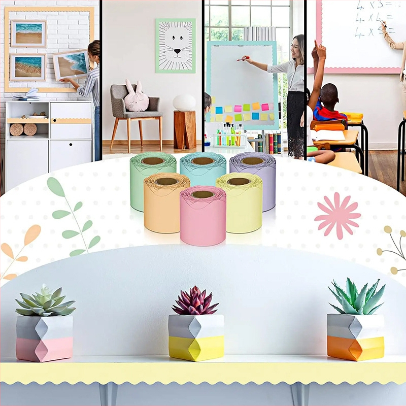 Keresztirányú szegélynyomtató tekercs Színes szegély Dekoratív papír Tábla Party hangulat Hirdetőtábla Hullámos dekoratív papír Karton