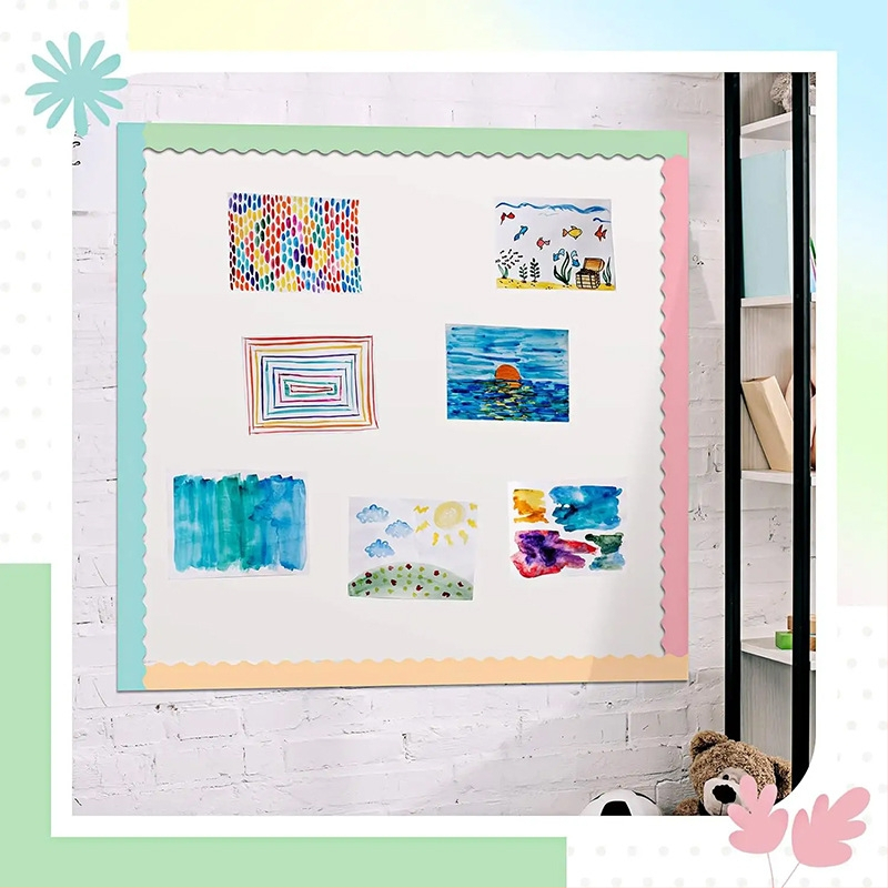 Keresztirányú szegélynyomtató tekercs Színes szegély Dekoratív papír Tábla Party hangulat Hirdetőtábla Hullámos dekoratív papír Karton