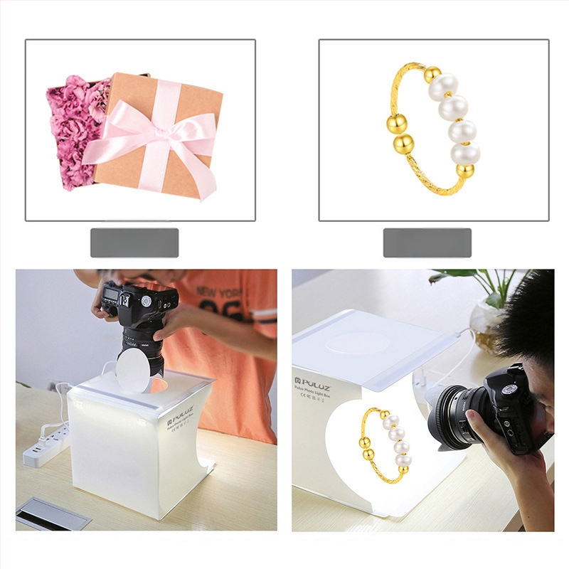 Kellékek Ékszerek Fehér háttér Termék Softbox Kis Mini Stúdió Fotókitöltő lámpa Fotóasztal