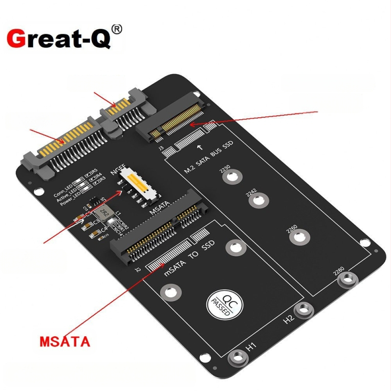 Jauna M.2 NGFF/MSATA uz SATA3 2-in-1 SSD SSD 2,5 collu cietā diska kārbas adaptera karte