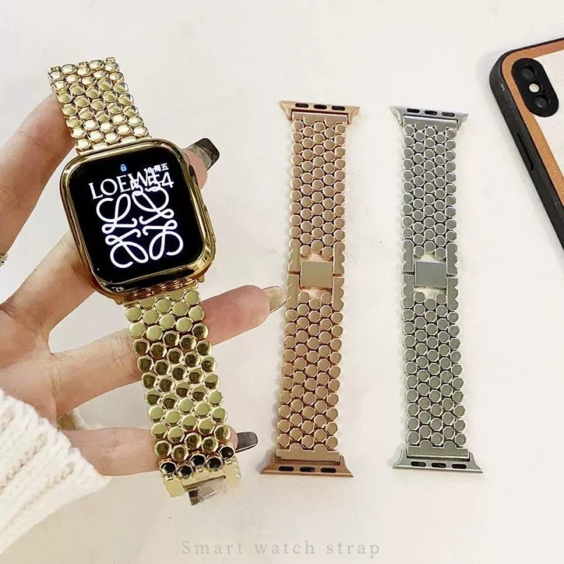 Alkalmas Apple Watch halpikkely mintázatú fém I watch 5678s9 generációs SE rozsdamentes acél óraszíjhoz