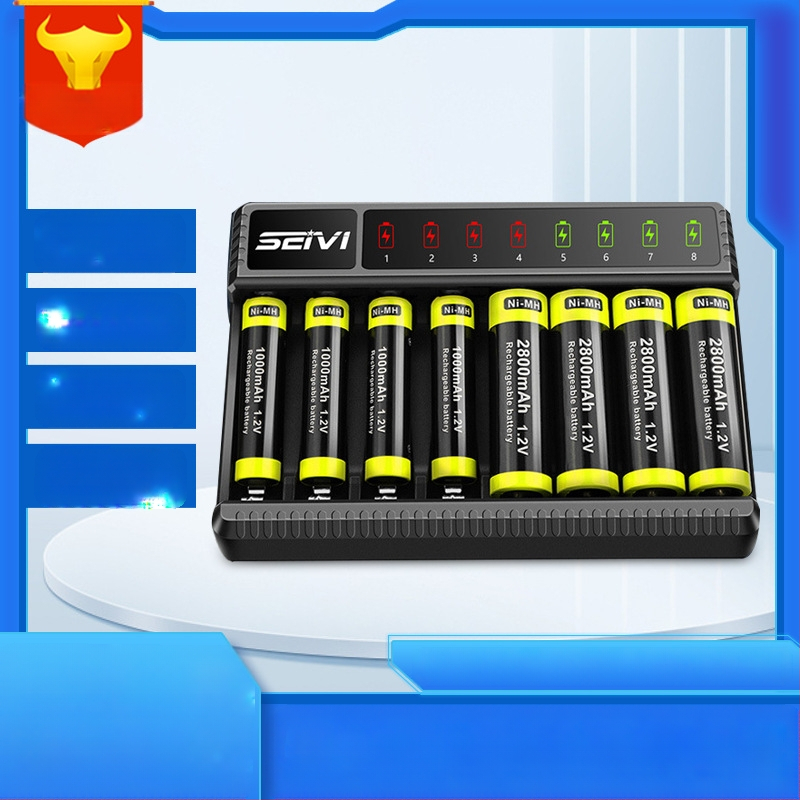 Piiriülene 1,2 V Ni-MH akulaadija USB nutika istme laadija 8 pesaga universaalne 5,7-tolline laadija laos