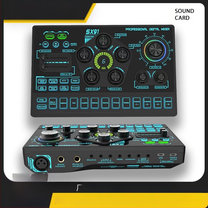 Трансграничен 48V микрофон за звукова карта за предаване на живо, ексклузивен за Sx91, звукова карта, китайска и английска версия с персонализирани звукови ефекти.