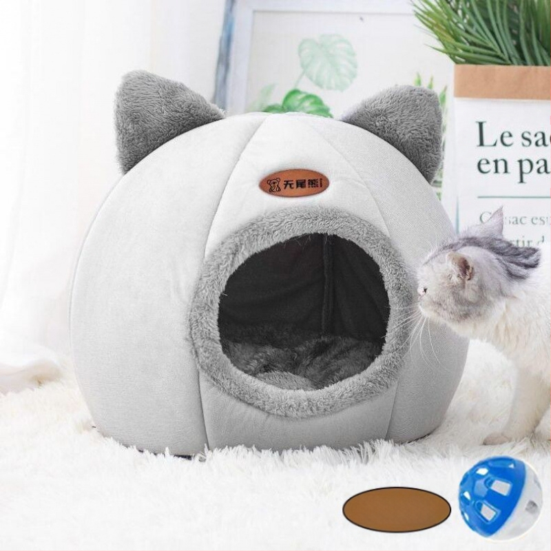 Котешко гнездо Топло удебелено затворено легло за къща Вила Кучешка развъдница Зима Топло и домашен любимец Котешка постелка за спане