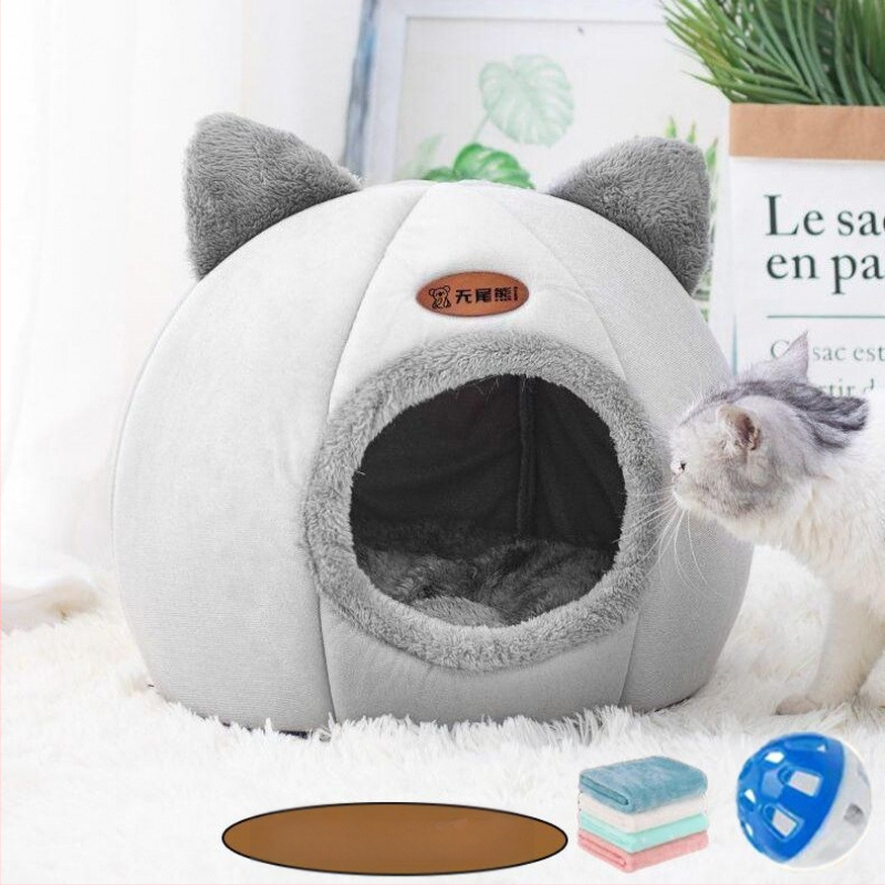 Котешко гнездо Топло удебелено затворено легло за къща Вила Кучешка развъдница Зима Топло и домашен любимец Котешка постелка за спане