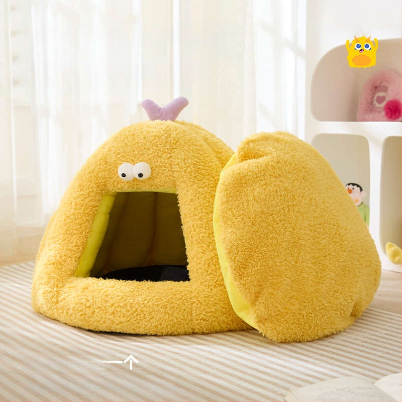 Új kutyakennel téli meleg félig zárt macskafészek szőnyeg őszi és téli kis szörny alakú macska kisállat kellékek nagykereskedelem