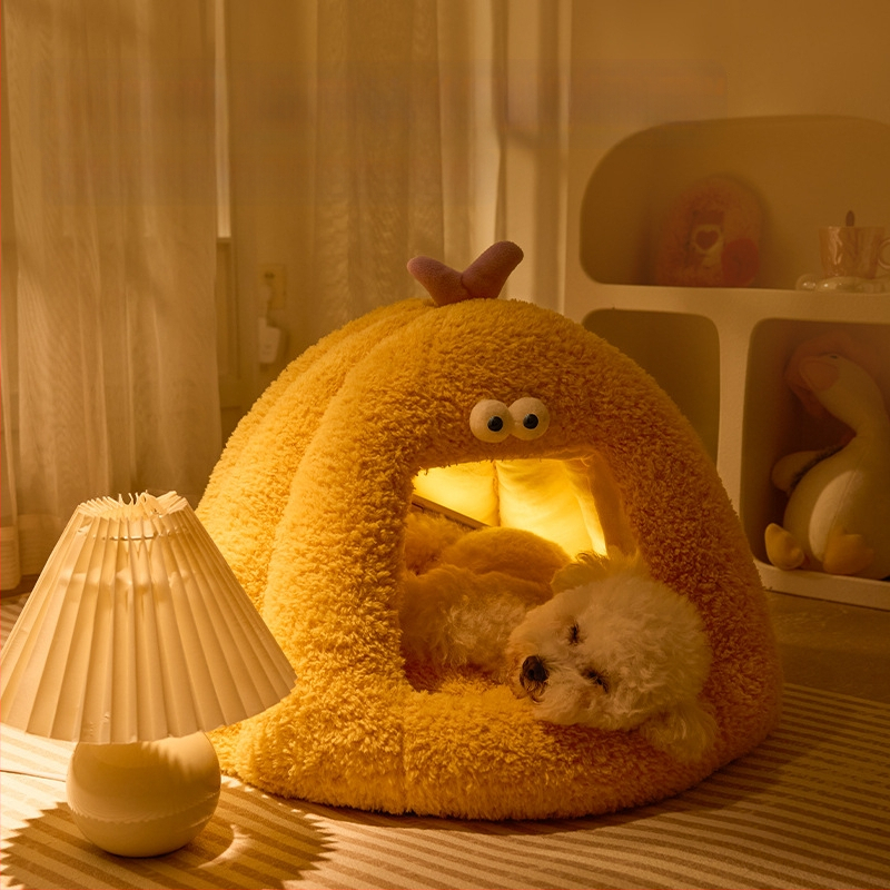 Új kutyakennel téli meleg félig zárt macskafészek szőnyeg őszi és téli kis szörny alakú macska kisállat kellékek nagykereskedelem