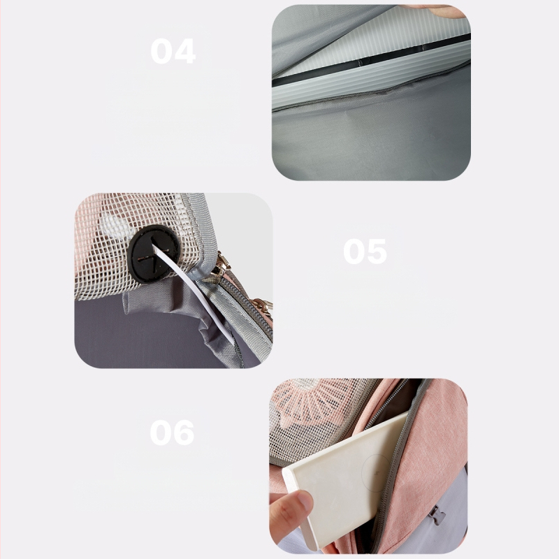 Új kisállat hátizsák, hordozható macska hátizsák, lélegző hálós, ventilátoros macska hátizsák