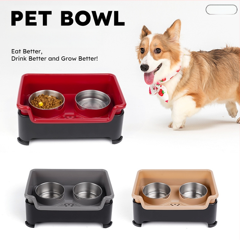 Roostevabast terasest topeltkaussiga koerakauss, eemaldatav, libisemiskindel, kuiva ja märja eraldamisega, kaelalülide kaitsmiseks. Lemmikloomakauss.