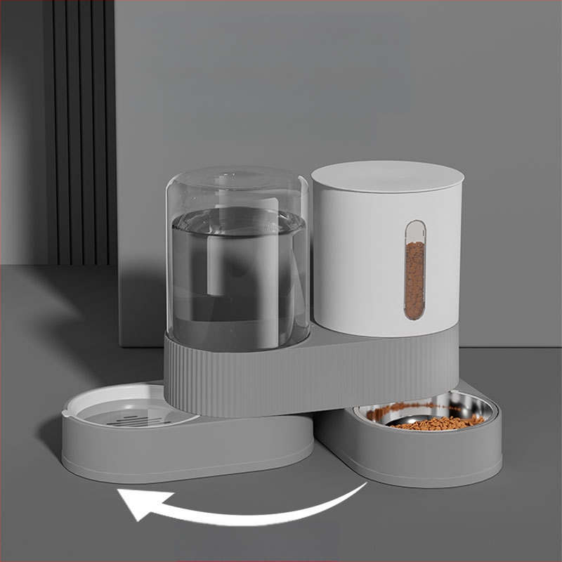 Kisállat ivóvíz etetőgép, macska kettő az egyben víz- és ételetető tál, nagy kapacitású automatikus ivóvíz etető