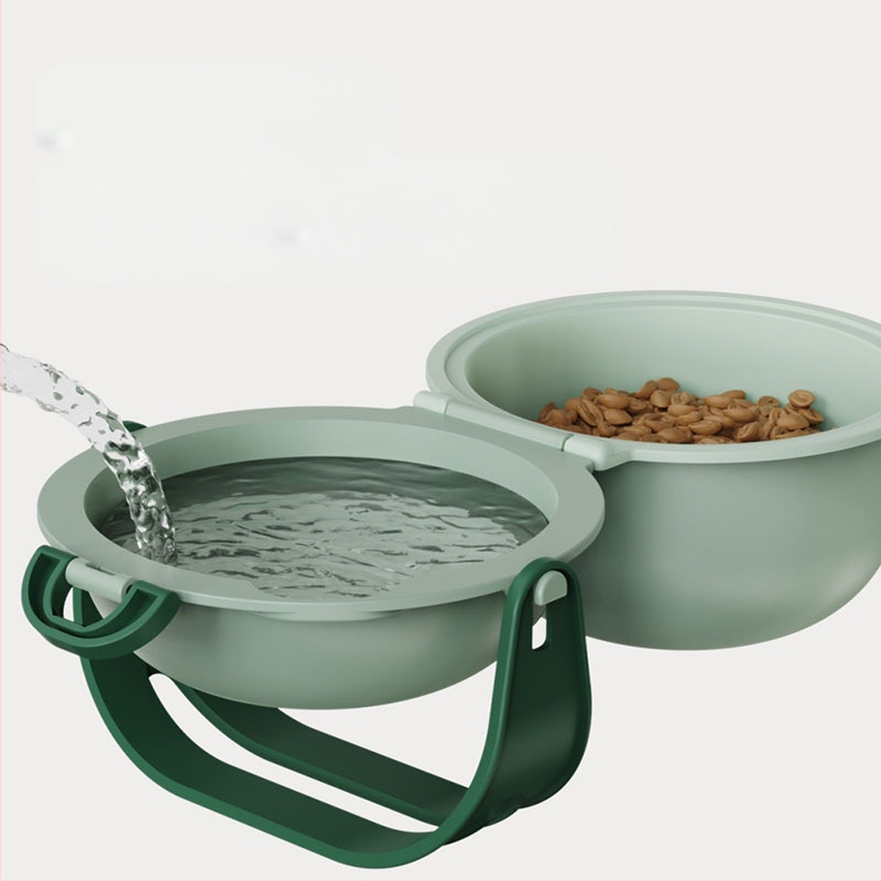 Határokon átnyúló, kétrétegű, kültéri, állítható ivóvíz-kutyaeledel-tál, hordozható, magas, összecsukható, fulladásgátlóval ellátott kisállat-tál