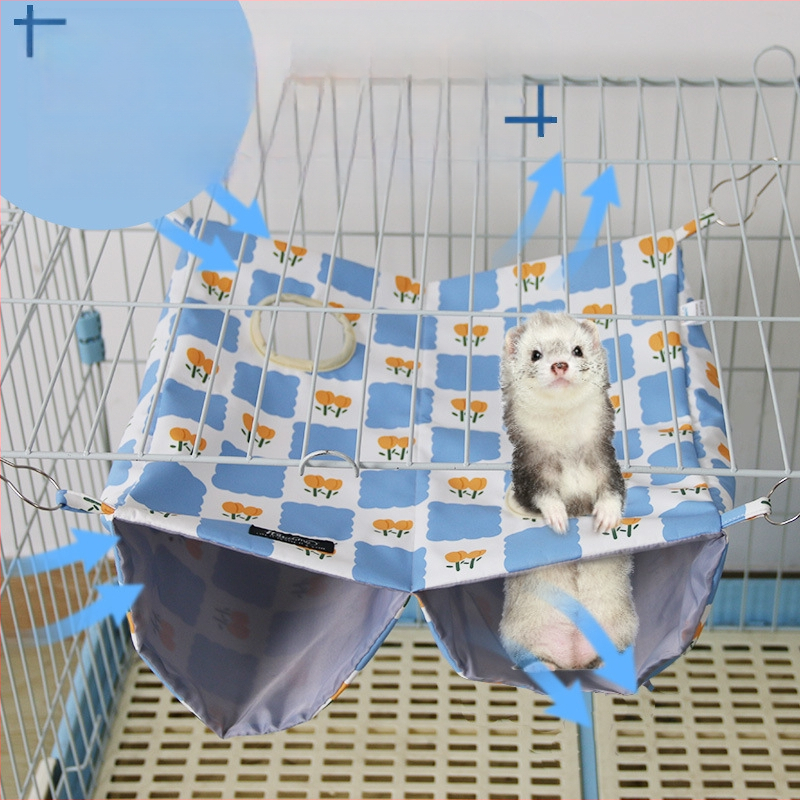 Šeškų dvisluoksnis hamakas, tunelinis lizdas, medaus ir voverės kabantis lizdas, vasarinis „Crossborder“ miegmaišis augintiniams, audinės miegmaišis