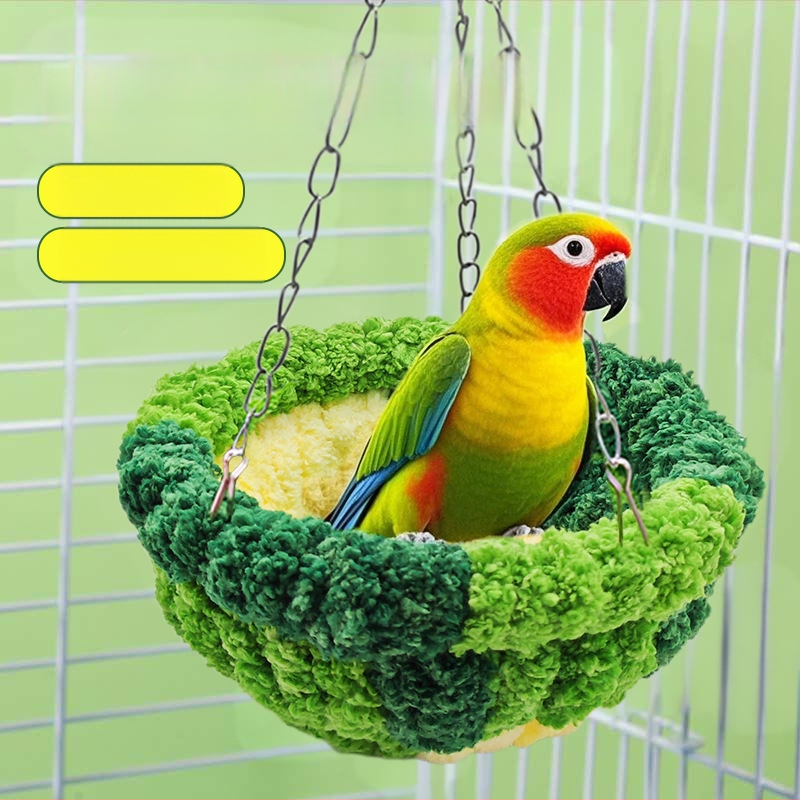 Paukščio lizdas, šiltas papūgos lizdas, miegančio tigro odos storio pliušinis lizdas, izoliacija, didelis medvilninis lizdas, austi žieminiai paukščių reikmenys