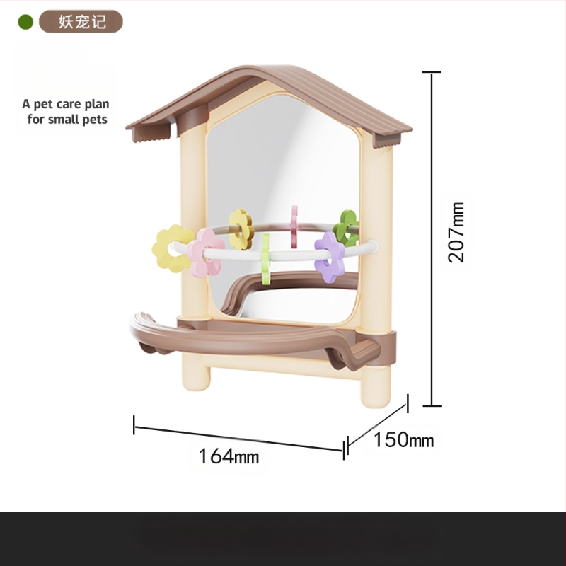 Suur papagoi peegelkaunistusega ripppuur viirpapagoidele, armulindudele, kakaduudele ja väikestele lindudele
