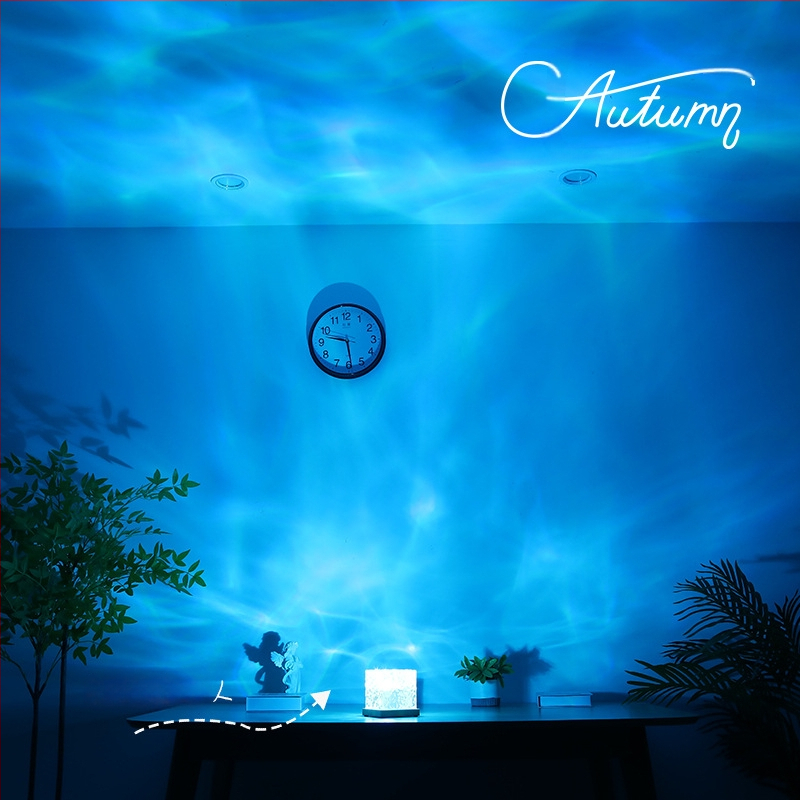 Ruudukujuline veesirutus öövalgusti loominguline voodileek bluetooth atmosfäärivalgus dünaamiline romantiline kingitus tähistaeva projektsioonlamp