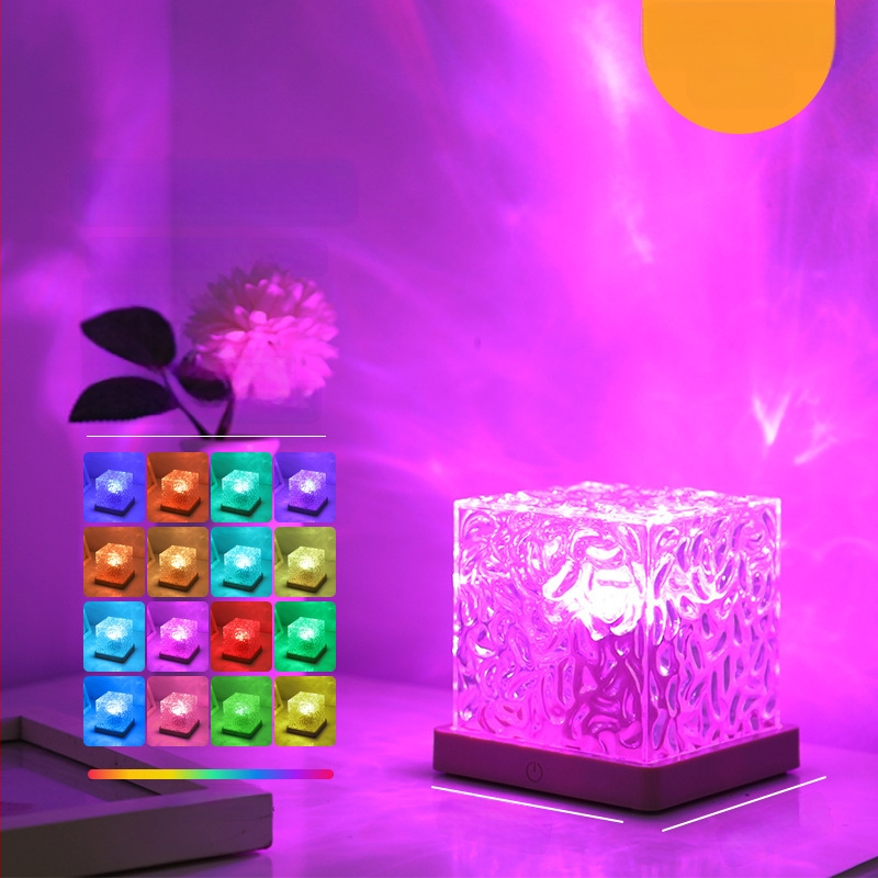 Ruudukujuline veesirutus öövalgusti loominguline voodileek bluetooth atmosfäärivalgus dünaamiline romantiline kingitus tähistaeva projektsioonlamp