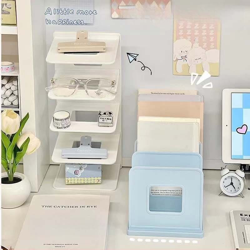 Επιτραπέζια βάση βιβλίων από ακρυλικό υλικό Morandi διαφανής θήκη αποθήκευσης βιβλίων φοιτητών γραφείου χαρτικά βιβλιοθήκη χονδρικής