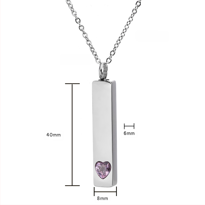 Euroopa ja Ameerika roostevabast terasest neljakülgne silindrikujuline kaelakee teemantrist risttahukakujuline mälestusripats ehe lemmikloomade urni parfüüm