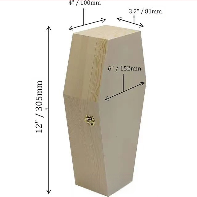 Naminių gyvūnėlių urnos Helovino karsto dovanų dėžutė iš pušies, vaikų papuošalų žaislų dėžutė, medinė papuošalų laikymo dėžutė