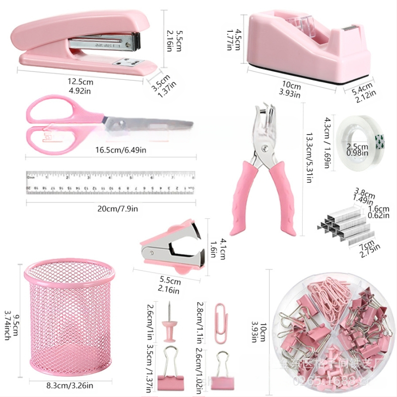 Piiriülene pliiatsihoidja kontorikomplekt Macaron värviline kirjatarvete klammerdaja käärid teip klammerdaja eemaldaja klammerdaja hoiukarp